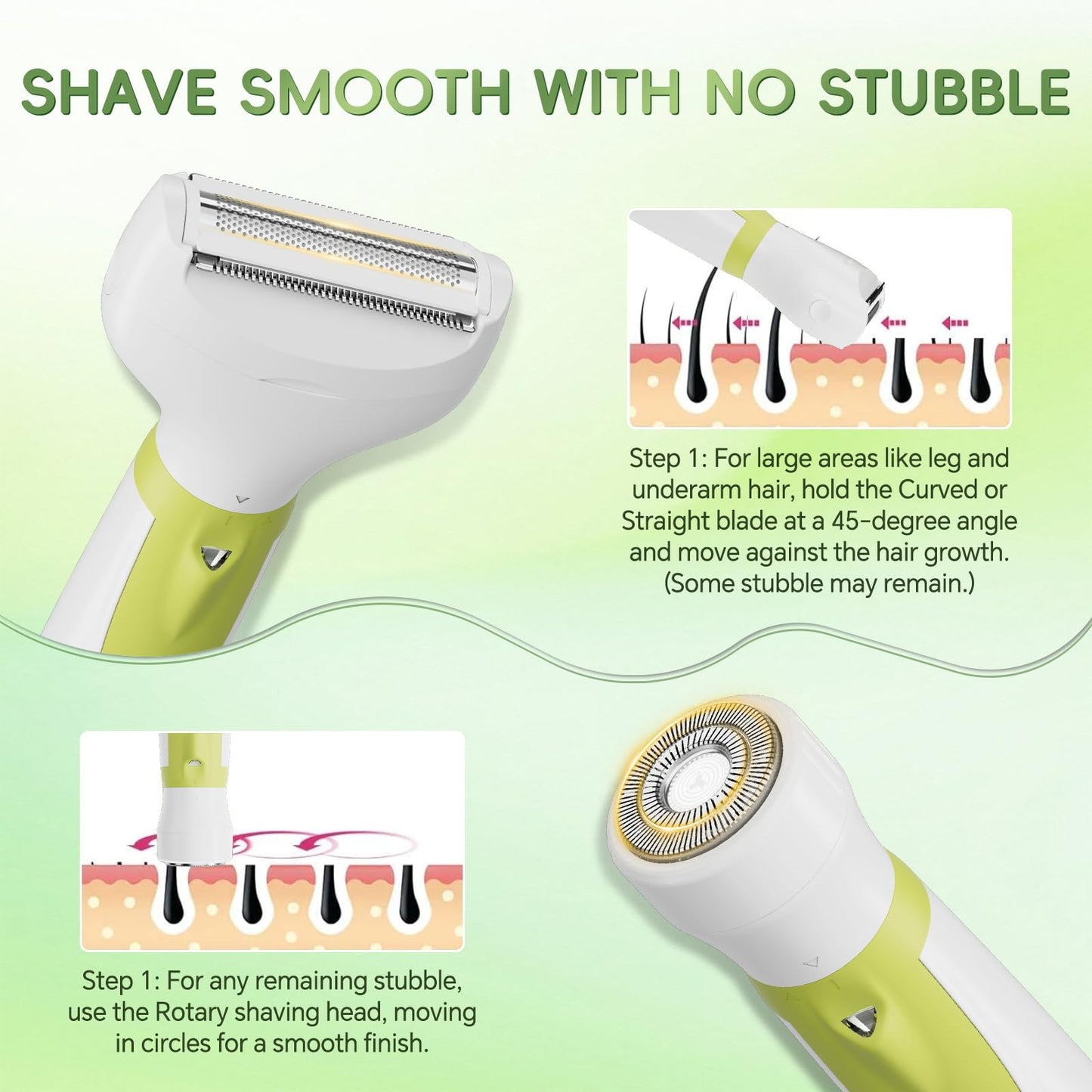 Electric Shaver for Women, Wet/Dry Razors for Women with LED Display, 4 in 1 Cordless Hair Remover for Arms Legs Pubic Armpit Face, IPX7 Waterproof, Painless Electric Grooming Kit
