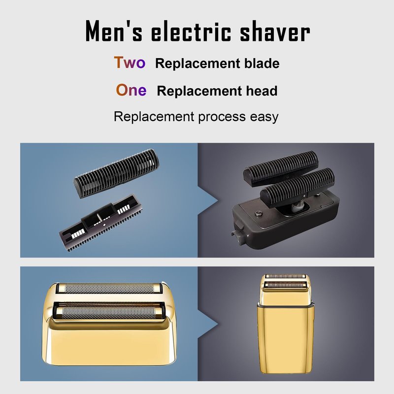 2 Pack Shaver Replacement Foil and Cutters compatible with BaBylissPRO Double FXFS2 Metal shaver foil replacement (Golden-2PCS)