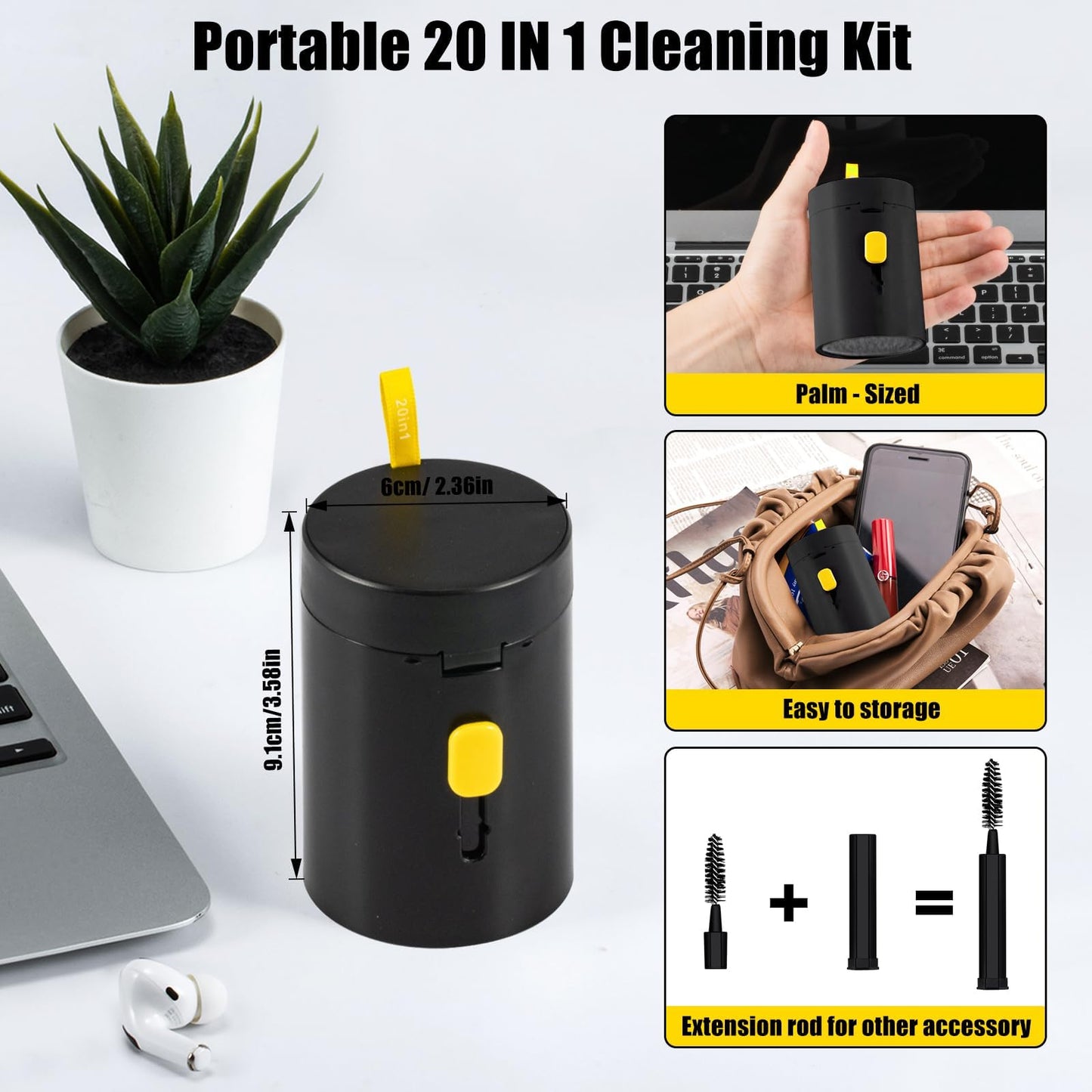 20-in-1 Laptop Phone Screen Earbud Cleaning Kit, Keyboard Cleaner Kit, Keyboard Cleaning Kit with Electronic Cleaning Brush Spray for Airpods Pro, iPad, iPhone Pro, Camera, Computer Cleaning