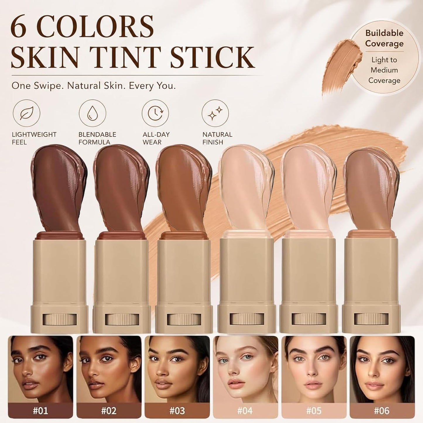 Beauty Balm Skin Tint - Full Coverage Foundation Stick & Concealer for Black Women | Natural Finish (#02)