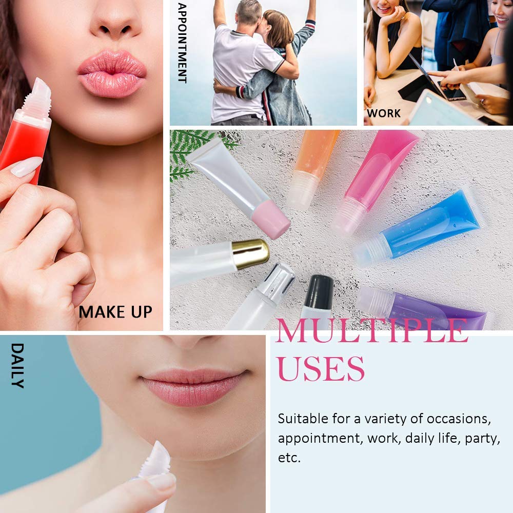 AMORIX 6 Packs Lip Gloss Tubes 5ml Black Cap Lip Gloss Containers Empty Lip Balm Tubes Cosmetic Squeeze Lipgloss Tubes for DIY Lip Gloss Base