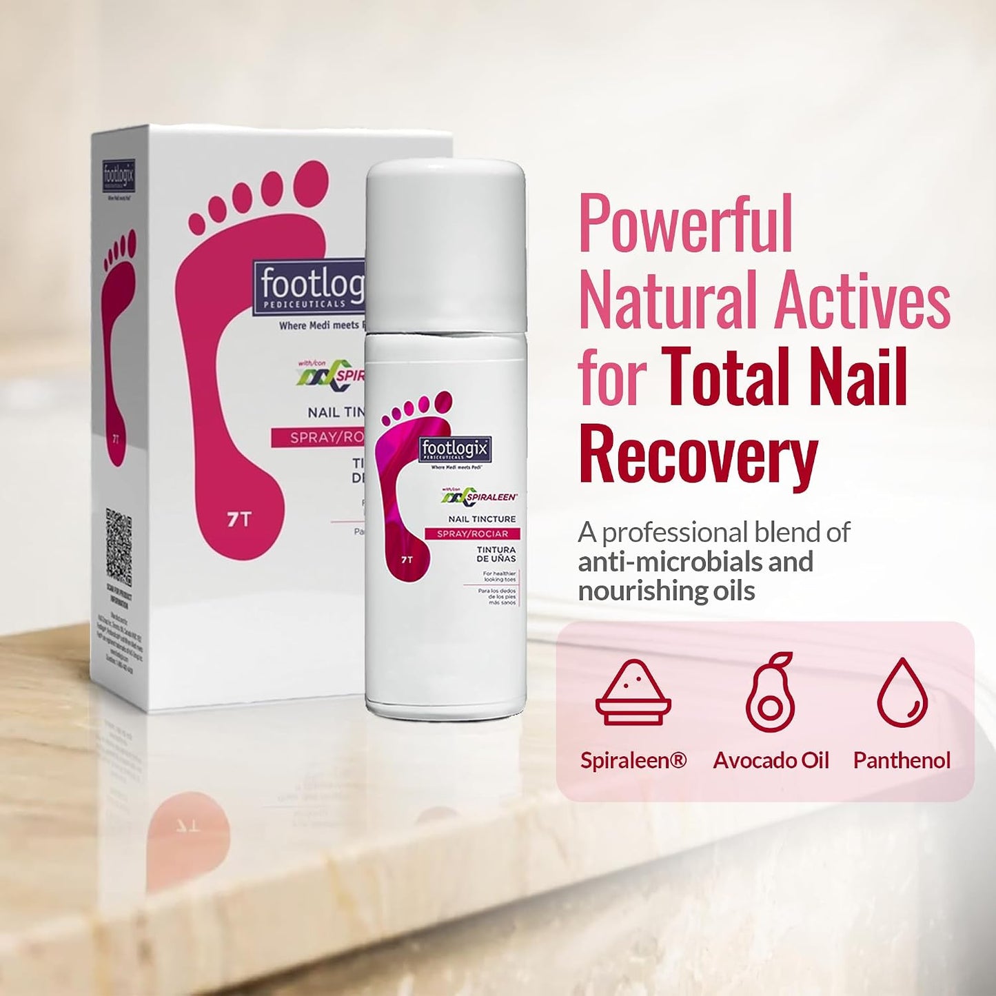 FOOTLOGIX Nail Tincture Spray - Spiraleen Formula for Healthy Nails | 1.55 Fl Oz