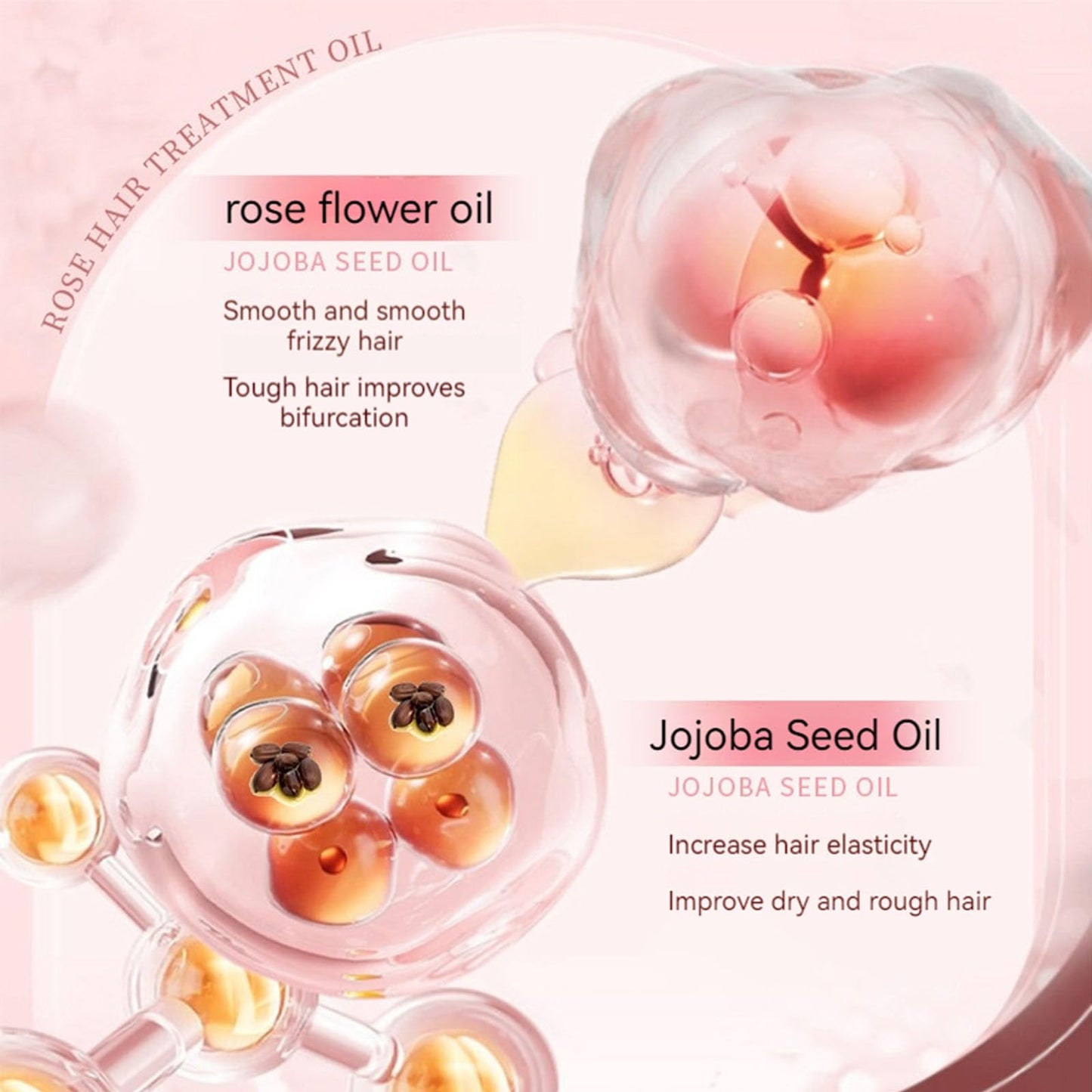 CLY AMS Hair Perfume,Hair Perfume Oil with Rose Makes Hair Smooth Split-Free Shiny and Not Easy to Break,Suitable for Frizzy Hair Damaged Hair Due to Perm and Dyeing