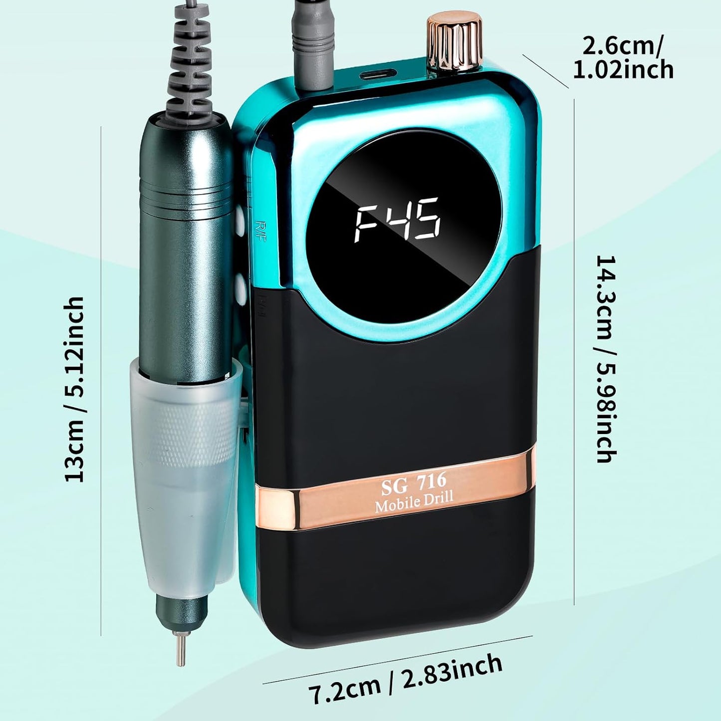 Professional Electric Nail Drill Kit - 45000RPM Cordless Toenail Machine with 14 Drill Bits | Portable Green