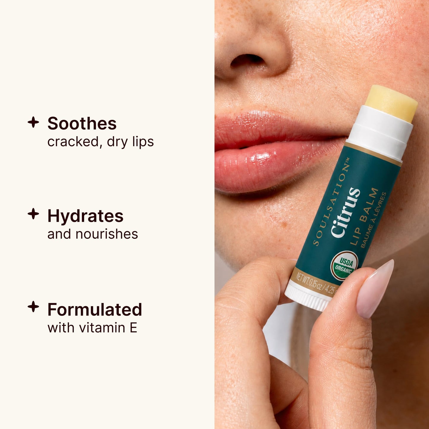 Soulsation Organic Lip Balm Set, 4 Flavors - Moisturizing for Cracked & Dry Lips