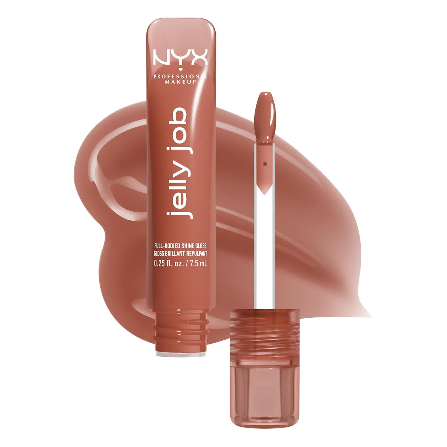 NYX Jelly Job Lip Gloss - Full-Bodied, Smoothing Lip Tint with Hyper-Glossy Shine | Toast N' Jelly (Pale Nude)