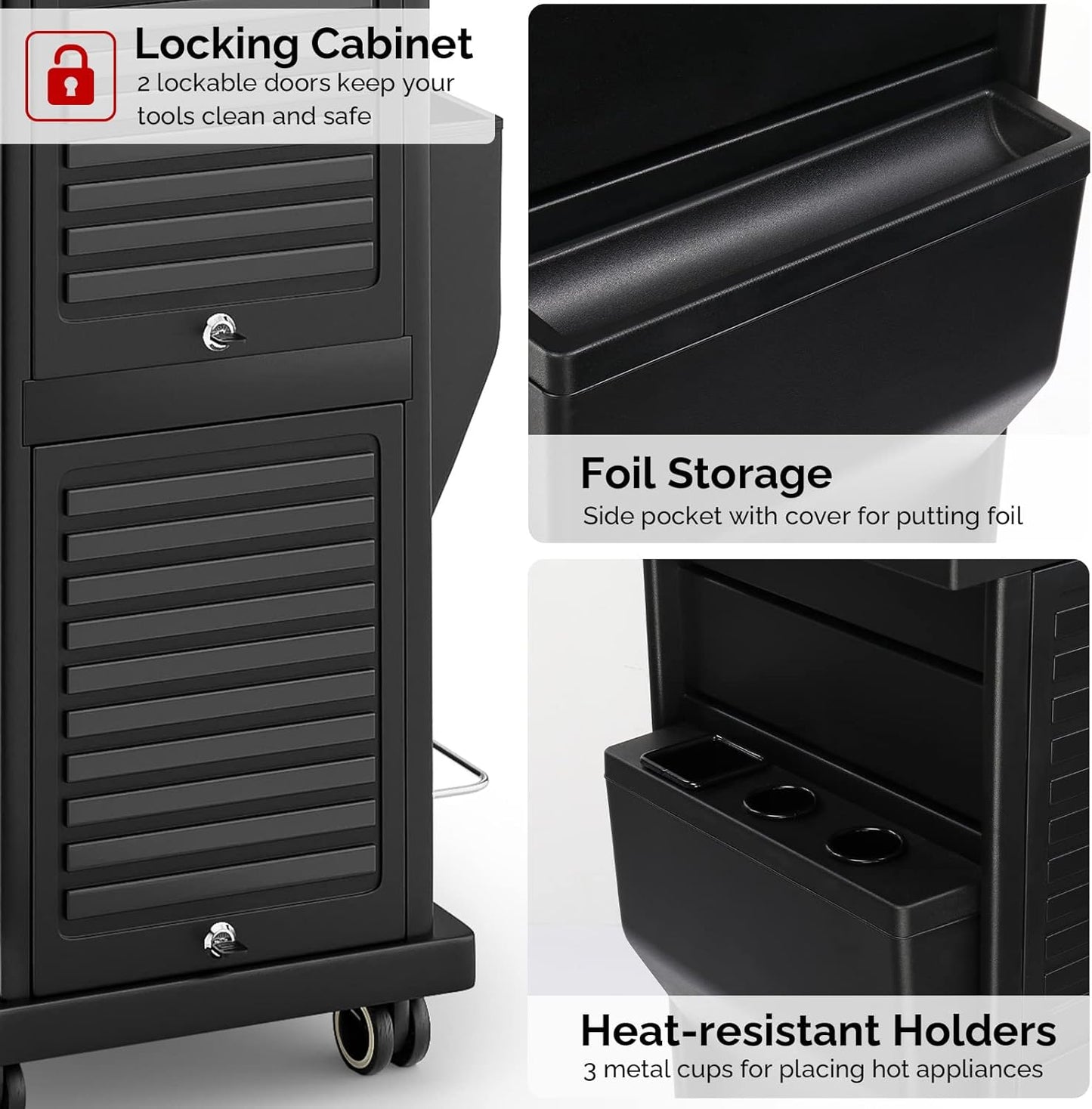 Hair Cart Organizer - 6-Drawer Rolling Utility Caddy for Stylists | Locking Mobile Storage Station