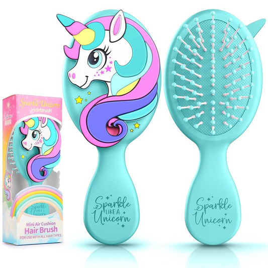 Toddler Hair Brush - Gentle Detangling Brush for Boys & Girls | Aqua Mini Unicorn Design, Travel-Friendly, Ball-Tip Bristles