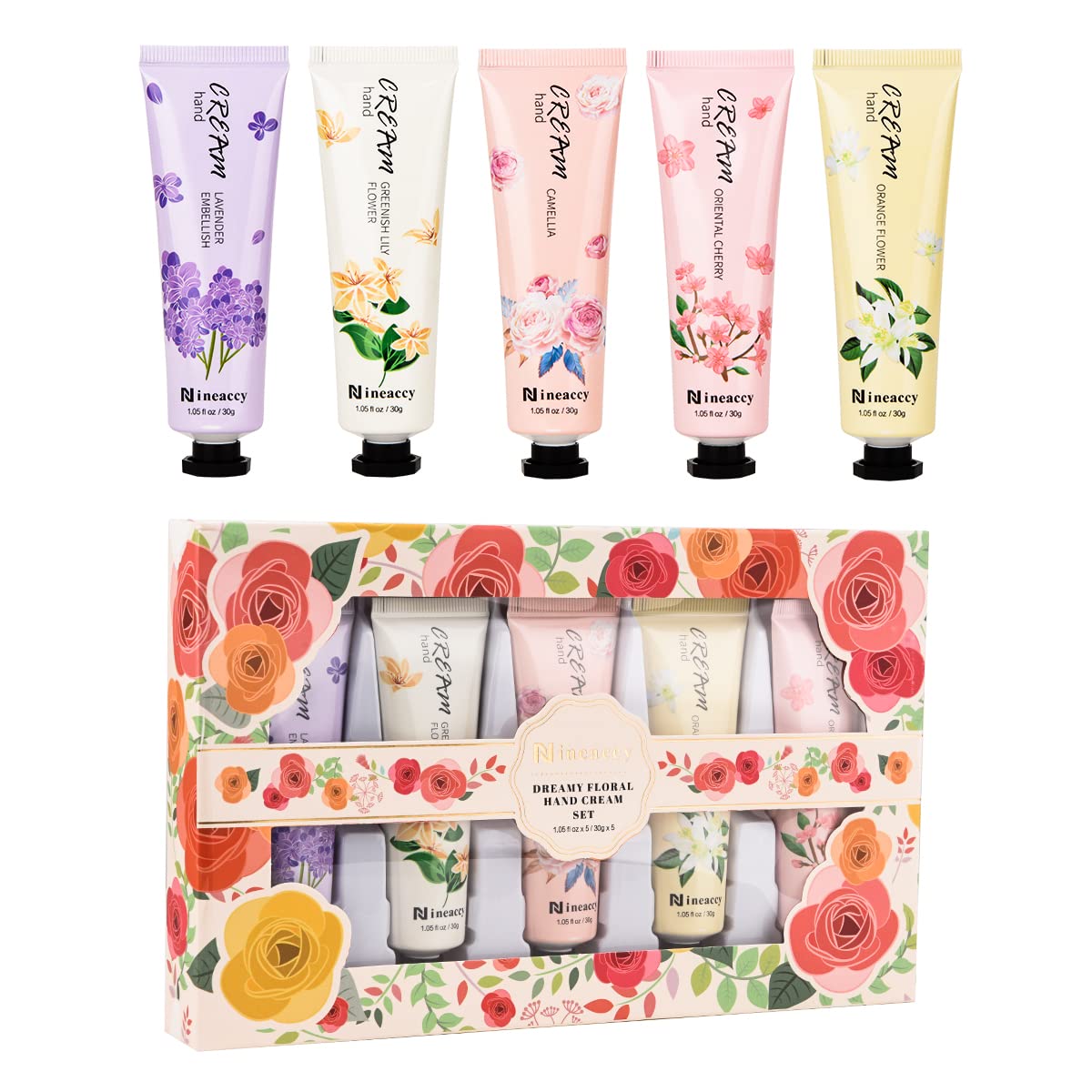 Hand Cream Gift Set - Moisturizing Relief for Extremely Dry Hands | Travel Size 5 x 1.0 oz (30ml)