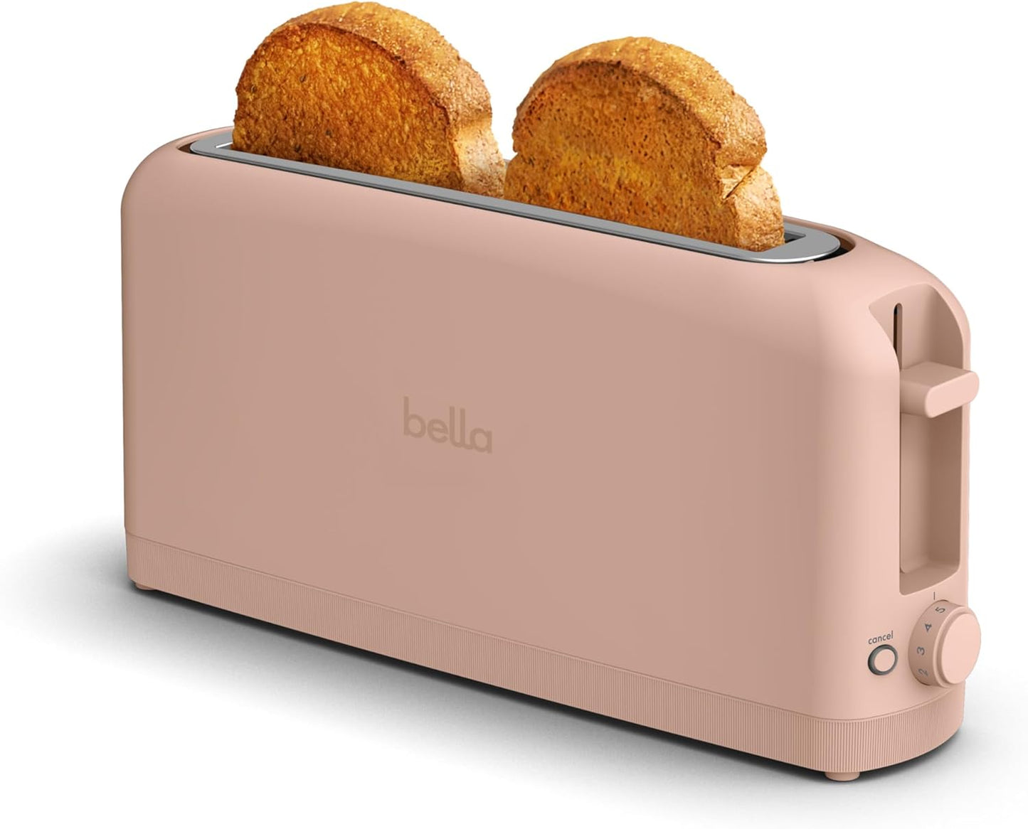 Bella 2 Slice Slim Toaster - 6 Setting Shade Control, 10” Long Slot, Anti-Jam & Auto Shutoff, Oatmilk Color
