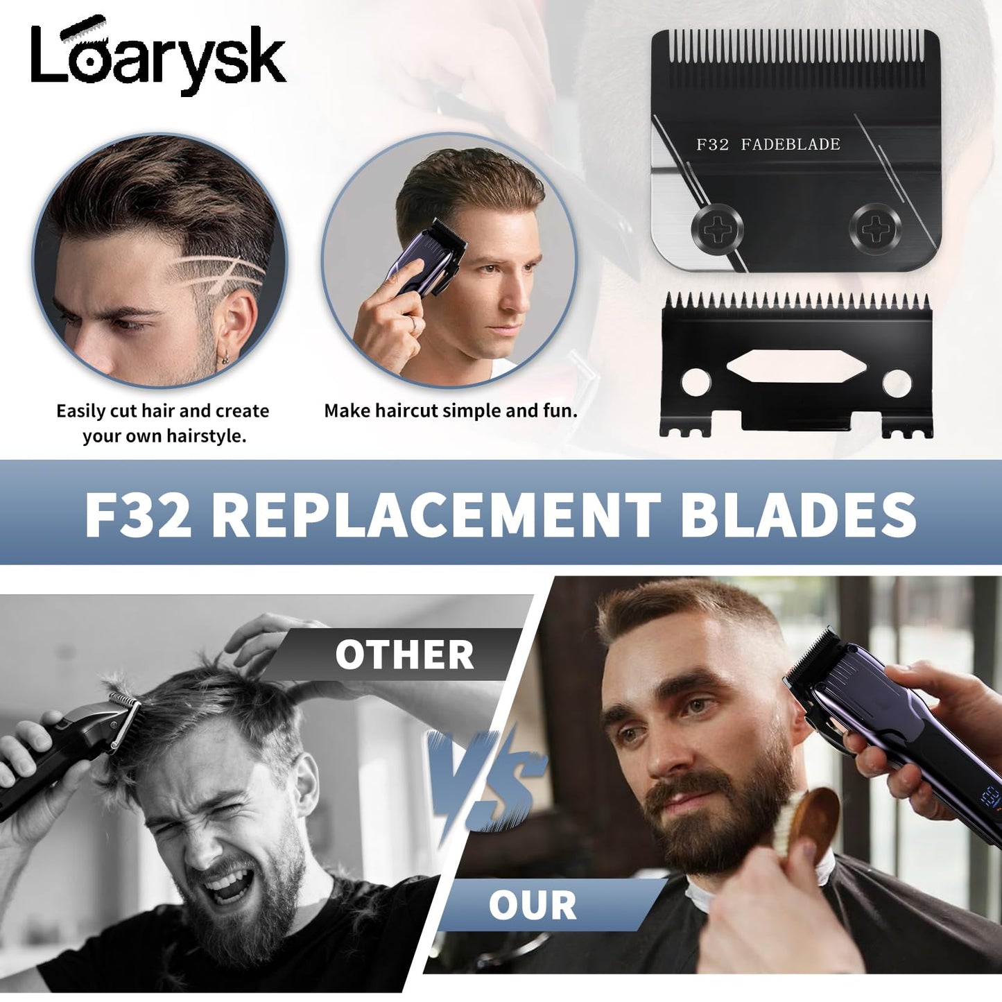 F32 Professional Fadeout Blade, High Precision Zero Adjustable Replacement Blades,Compatible with Wahl 5 Star Vapor Clipper (1 Pack)