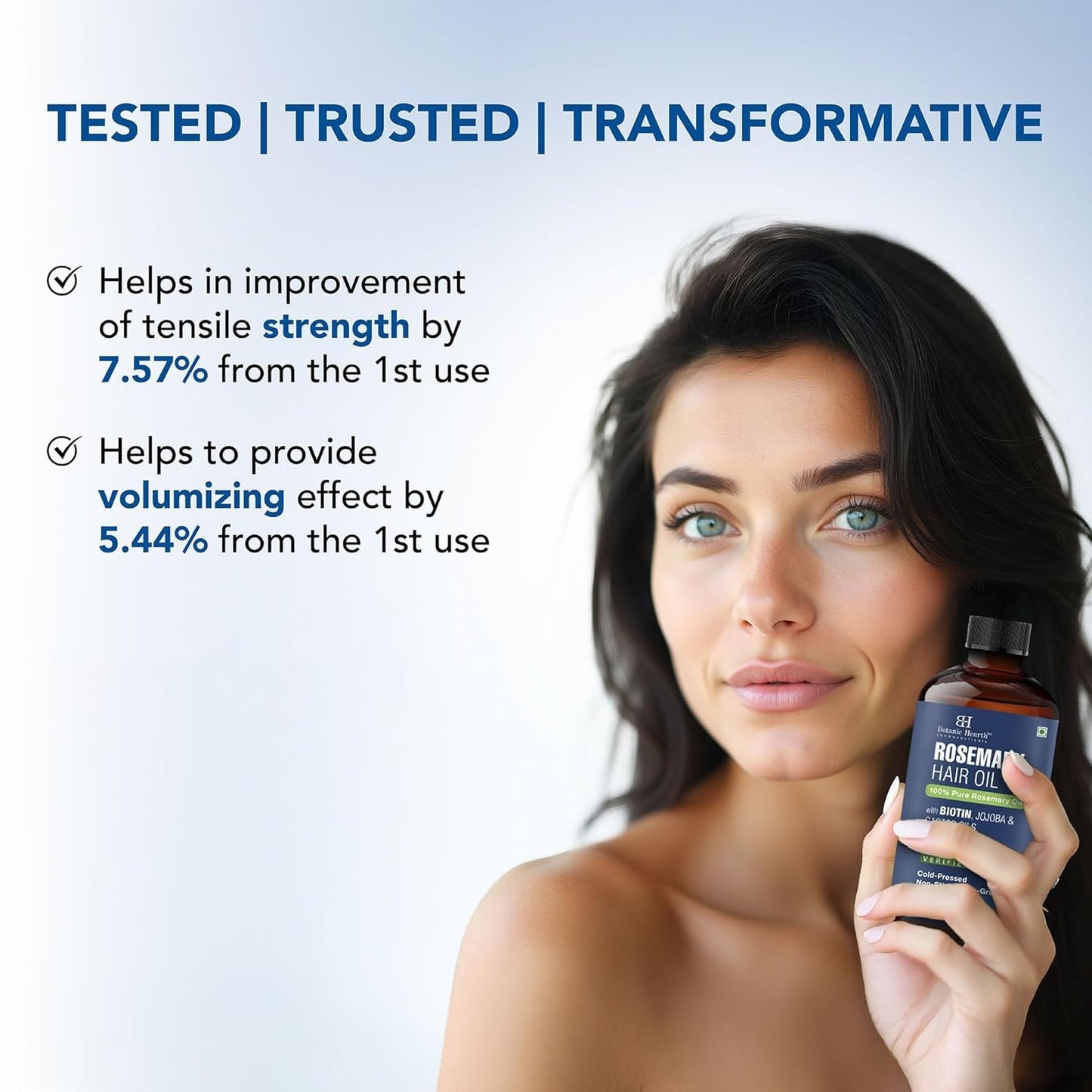 Rosemary Oil for Hair Growth - 100% Pure Biotin Infused Treatment | Nourishing & Volumizing | 2 fl oz, Blue