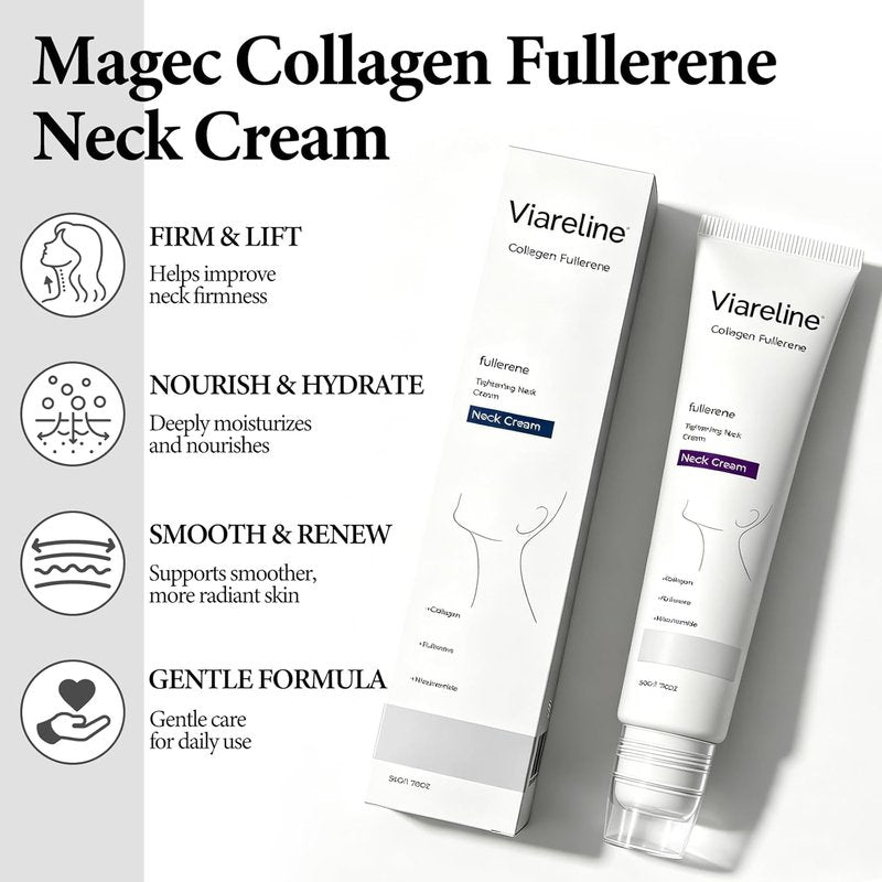 Collagen Neck Cream - Firming & Lifting Treatment for Crepey Skin | Five Roller Applicator