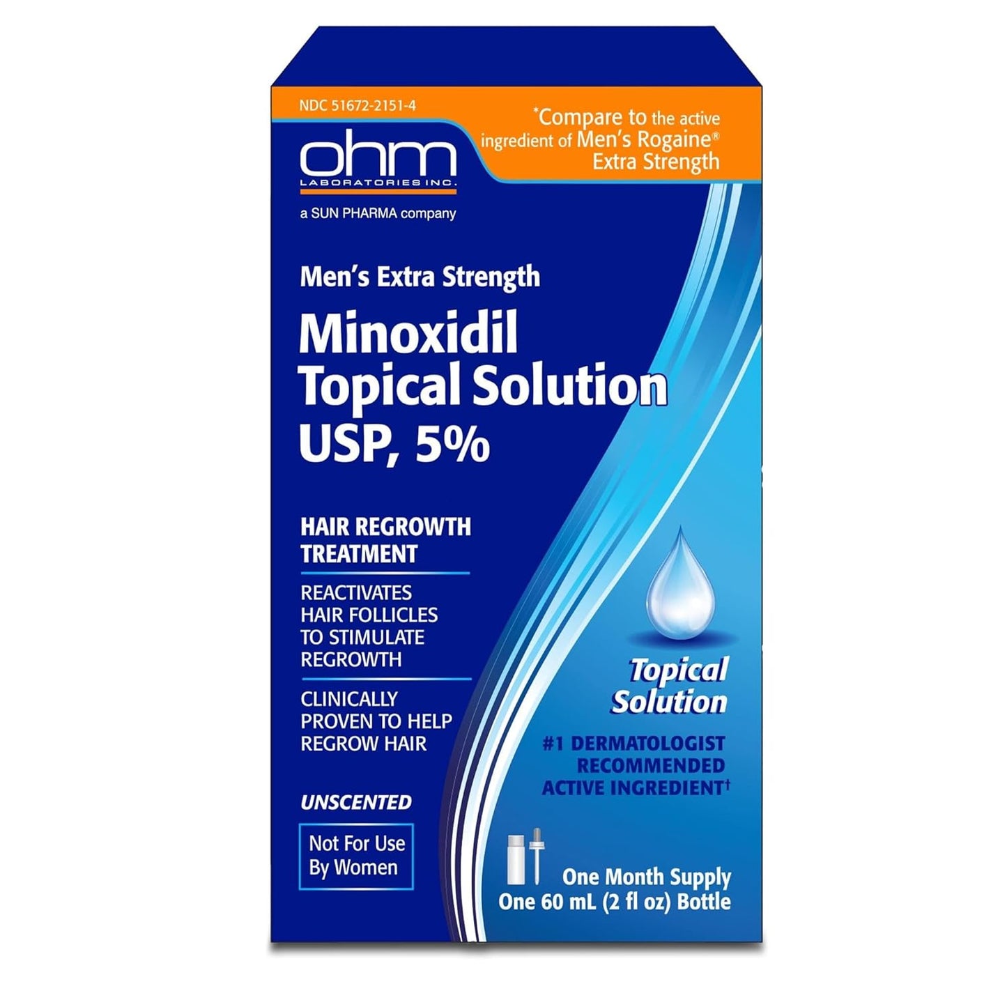 Minoxidil 5% Hair Regrowth Solution - Clinically Proven Tincture for Men | 2oz Bottle