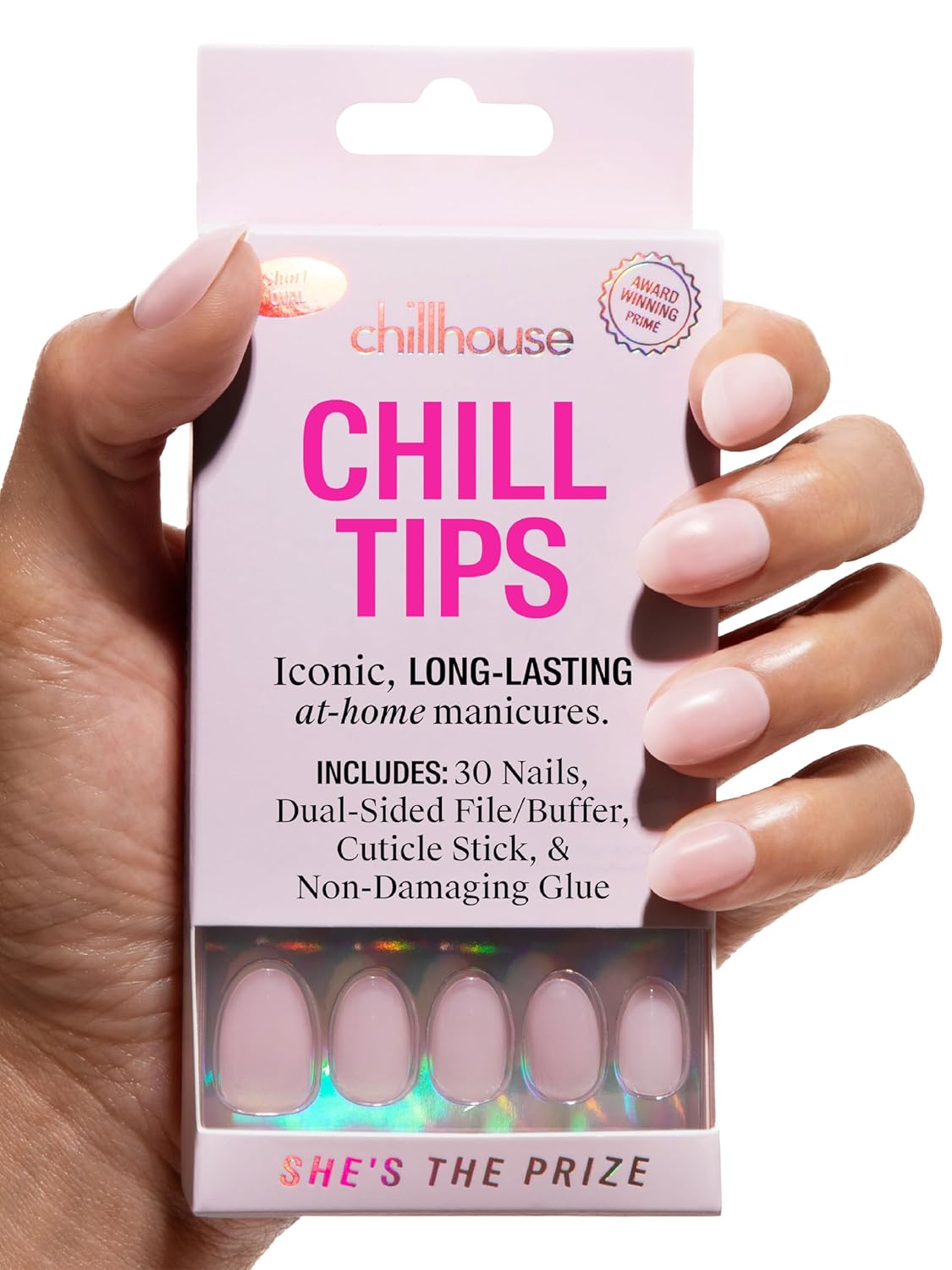 Chillhouse Press-On Nails Kit | Chill Tips - Almond Shape, 30 Customizable Sizes for Up to 2 Weeks Wear