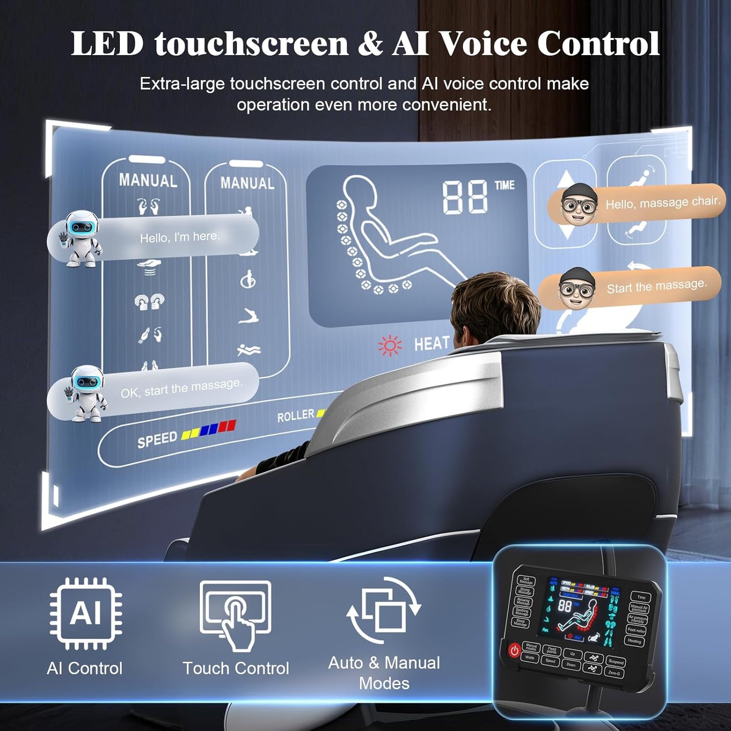 YONISEE 4D Massage Chair - Full Body Shiatsu Recliner with AI Control, Heating & Bluetooth | Zero Gravity SL-Track Design