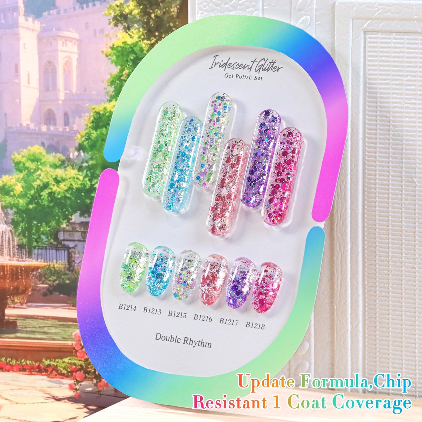 Glitter Gel Nail Polish Set - Cat Eye Magnetic 6 Colors | 15ml Iridescent Shades for DIY Manicure