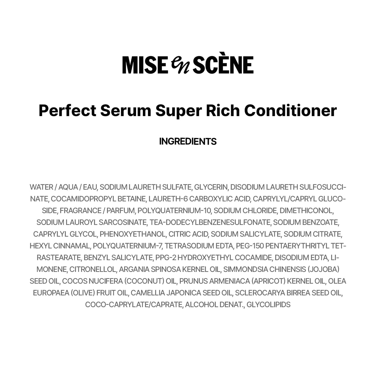 Mise En Scene Perfect Serum Super Rich Conditioner| Korean Hair Care for Severely Damaged Hair | Anti-Frizz, Hydrating, Nourishing | Korean Conditioner with Moroccan Oil, Jojoba Seed |17.92 Fl Oz