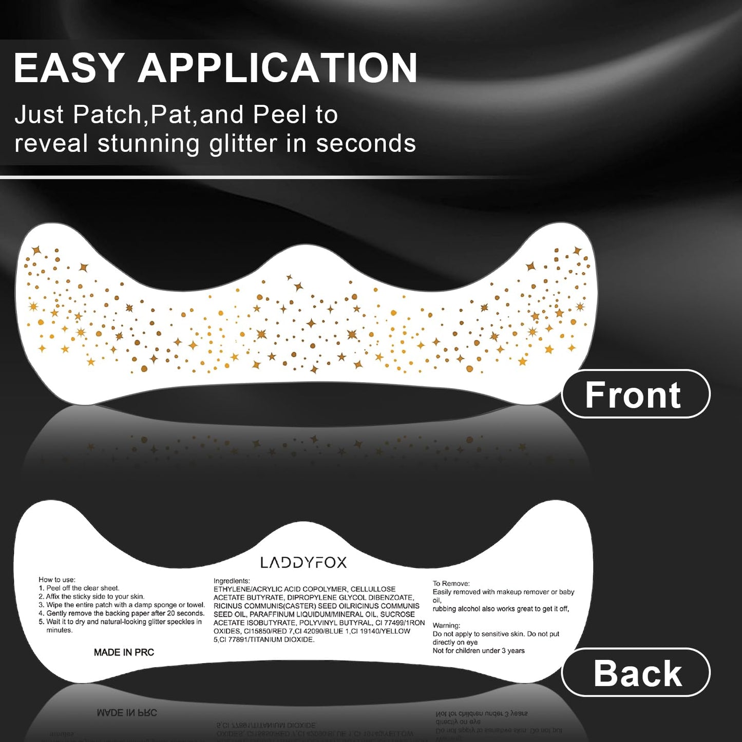 Gold Face Makeup Patches - 8 Pcs Glitter Freckles Temporary Tattoos | Waterproof Face Glitter for Women & Girls