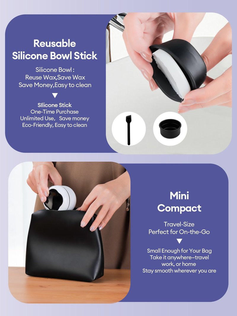 Mini Wax Warmer for Hair Removal – Portable Wax Pot for Small Areas: Face, Nose, Eyebrow, Lip, Underarm,Compact Travel Kit for Men and Women