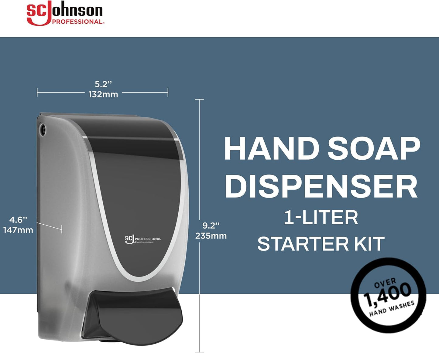 Clear Foam Soap Dispenser Starter Kit - Wall Mount Hand Soap Dispenser with 1L Refill | Professional Use Only