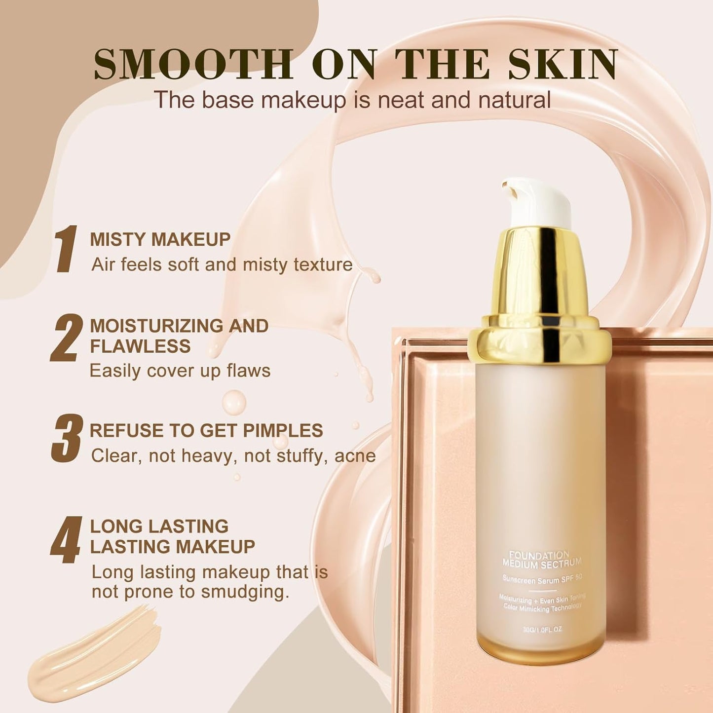 Ultrablend 4 In 1 Foundation - Skin-Matching Liquid Makeup with SPF 50 | Waterproof Formula