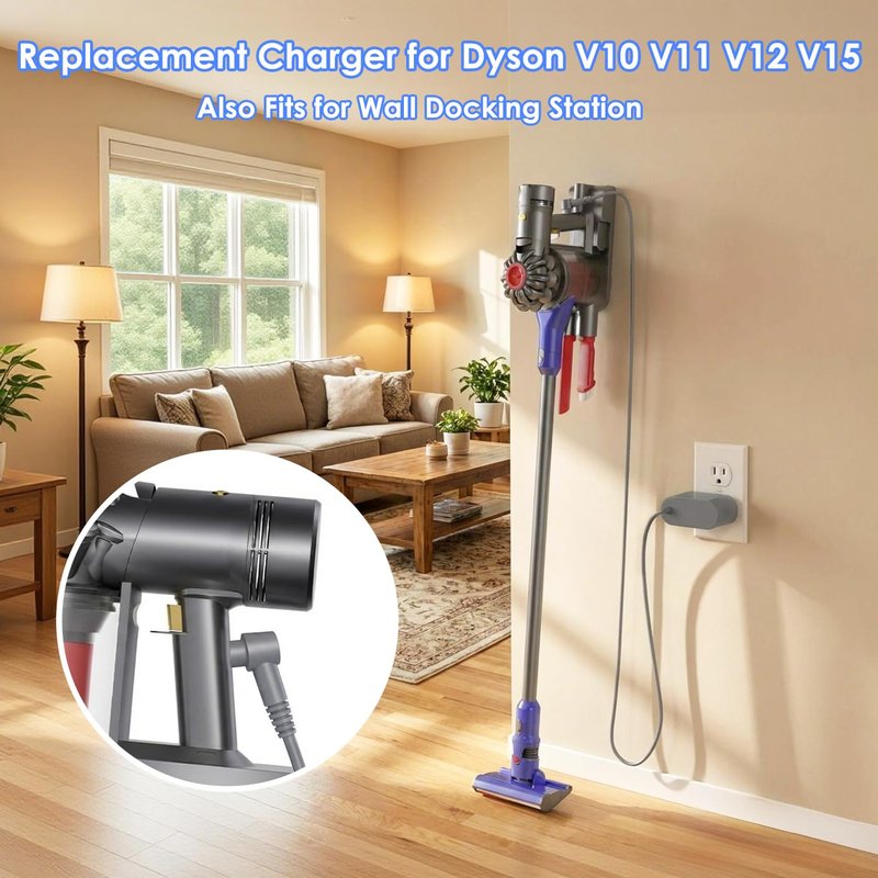 30.45V Replacement Charger for Dyson V10 V11 V12 V15 SV12 SV14 SV16 SV20 SV22 Absolute Animal Motorhead Cordless Vacuum Cleaner, 4.8×1.7mm DC Plug, Not Compatible with Dyson V6 V7 V8