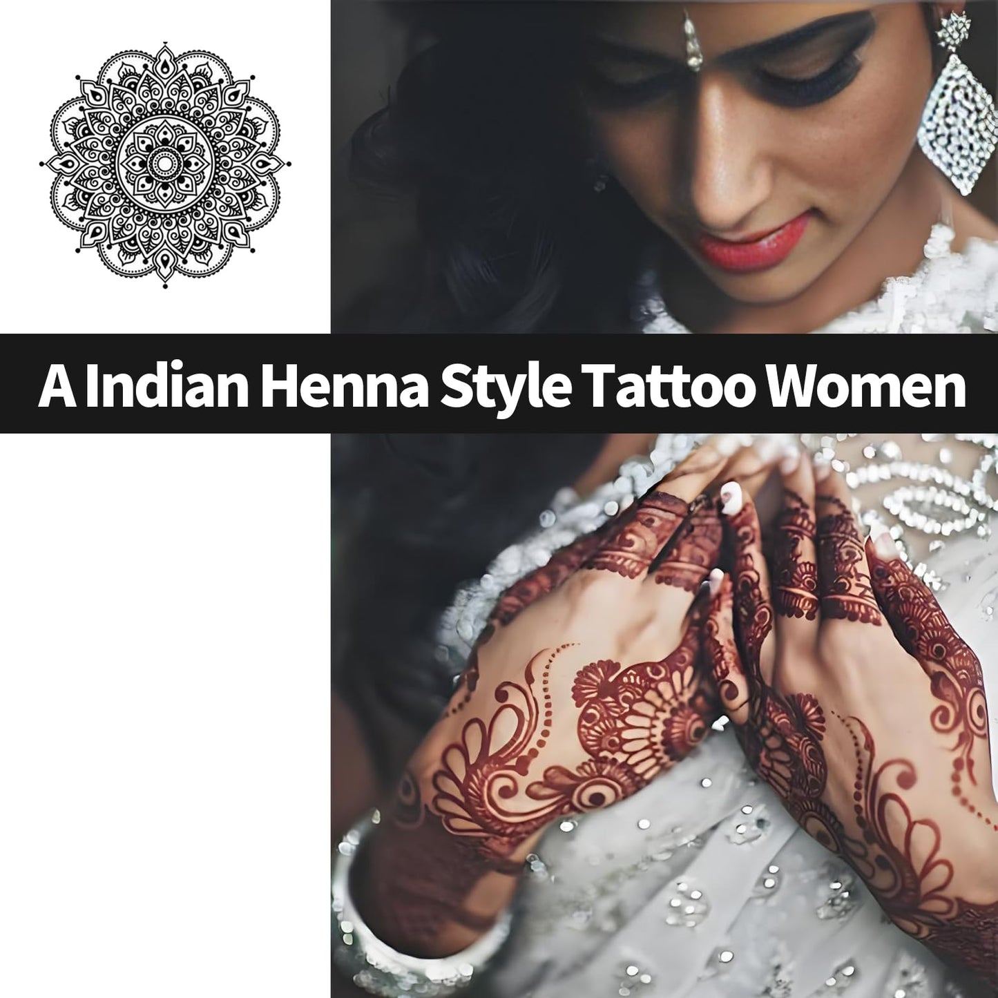 Temporary Tattoos Kit, 6Pcs Semi Permanent Tattoo Paste Cones, India Body DIY Art Painting for Women Men Teens,Summer Trend Freehand Plaste with 3 Colors,20Pcs Adhesive Stencil,1Pc Bottle,4Pcs Nozzles