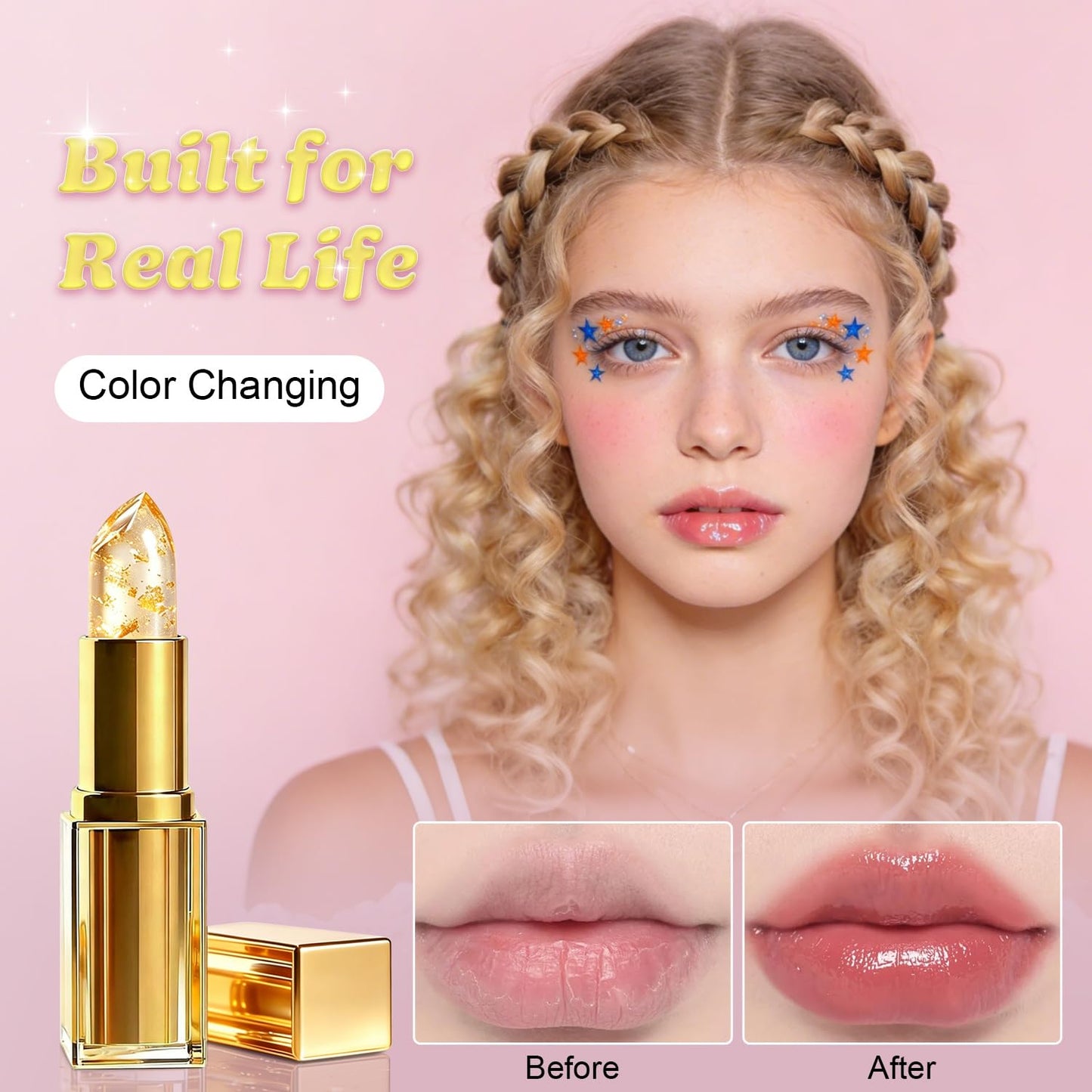 Josmon pH Adjusting Lipstick, Color Changing Lipstick, Clear Lip-stick That Changes Color, Long-Lasting Hydrating Shine Lip Balm, Non-Sticky Lip Gloss Stick, Suitable for All Skin Tones