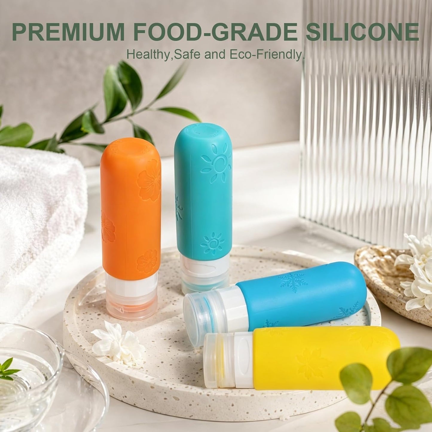 Travel Bottles for Toiletries - 16 Pack Silicone TSA Approved | Leak Proof 3oz Refillable Containers for Shampoo & Conditioner