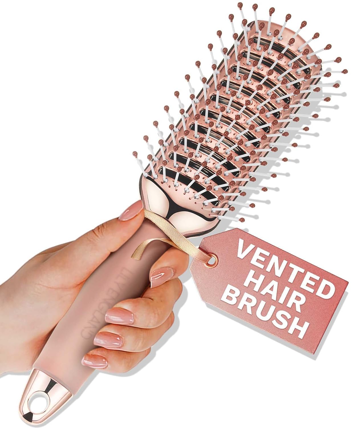 Lily England Vented Hair Brush - Easy Detangling Tool for Fine, Thick, Curly Hair | Rose Gold, Non-Slip Handle