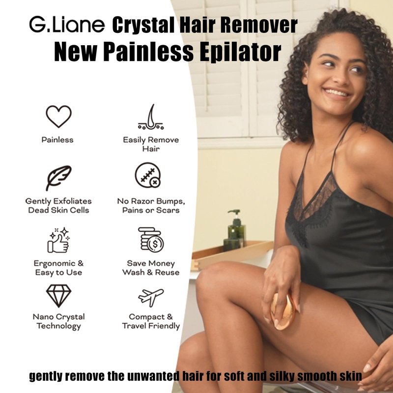 G.Liane Crystal Hair Eraser,Upgraded Painless Crystal Hair Remover,Effective Nano Glass Hair Removal Device and Skin Exfoliation,Body Epilator for Women and Men(Gold)