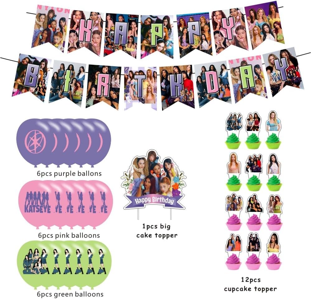 Happy Birthday Decorations - Complete Party Supplies Set with Banner, Cake Topper, Cupcake Toppers & Balloons for Kids' Parties