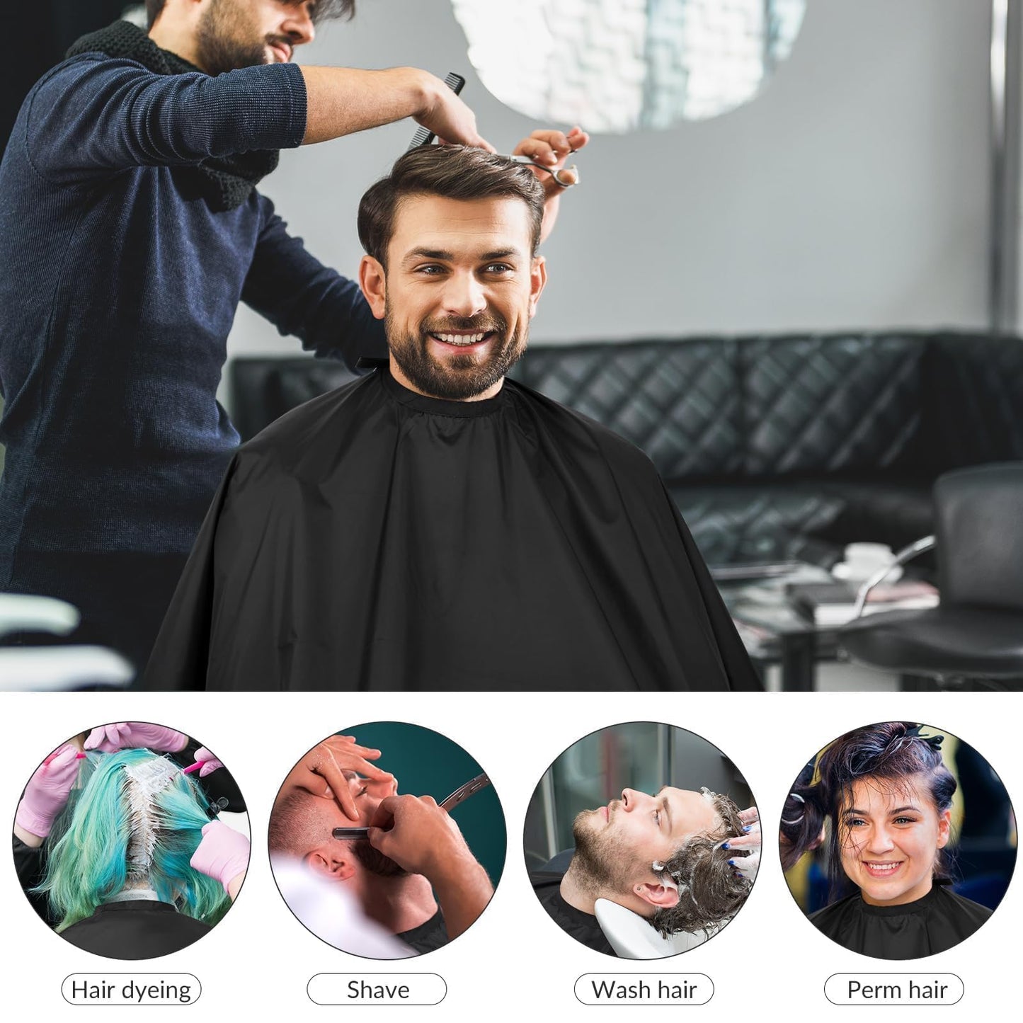 12 Pcs Waterproof Barber Cape 59"x51" Anti-Static Salon Cape with Adjustable Snap Closure for Hairdressing