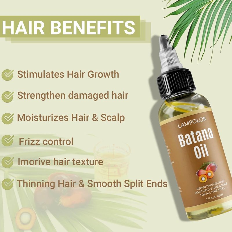 Batana Oil for Hair Growth - 100% Pure & Natural Unrefined Oil | Thicker, Stronger Hair - 2 FL OZ (60ml)