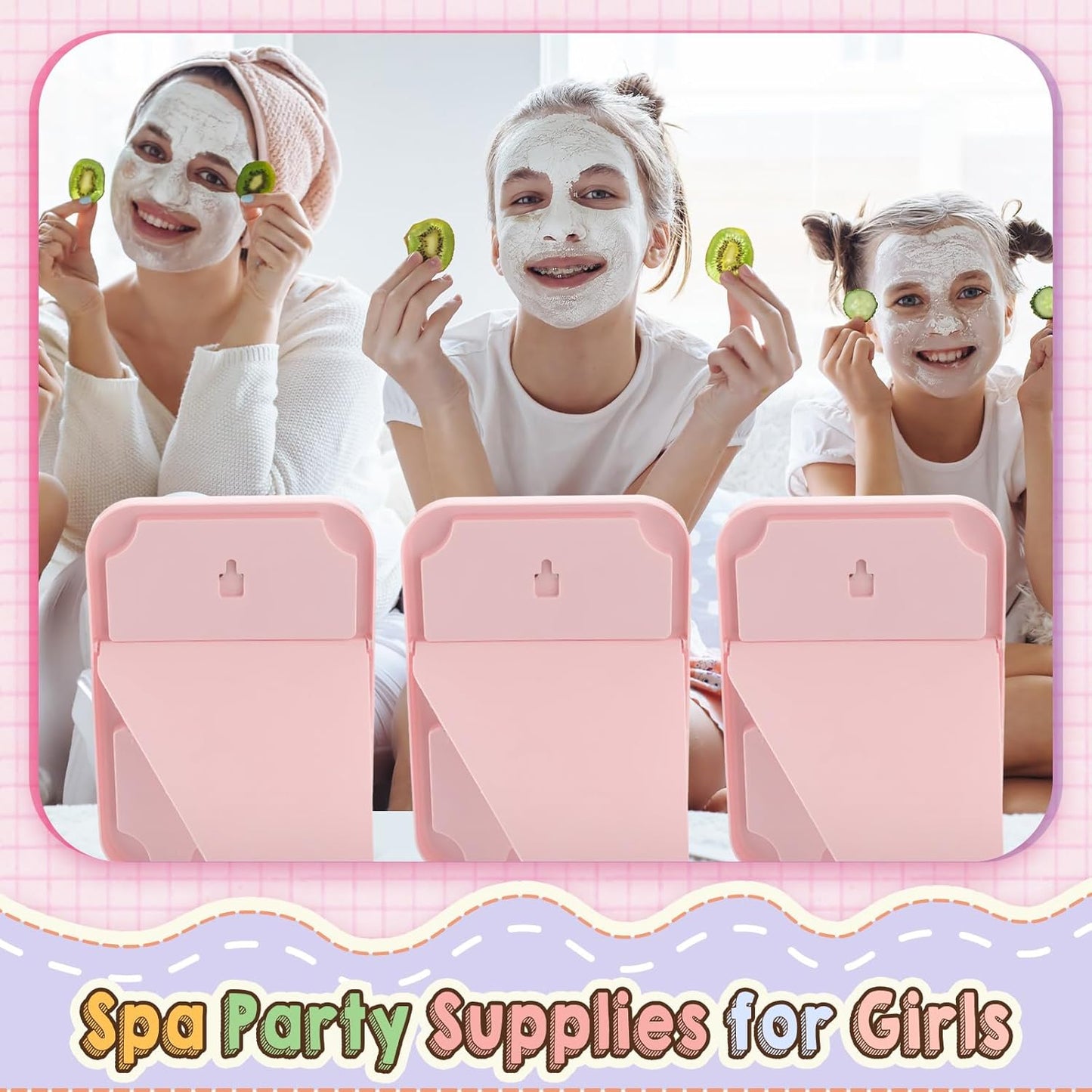 DoubleFill 6 Pcs Spa Party Mirror Set - Makeup Mirrors for Sleepover Favors | Pink