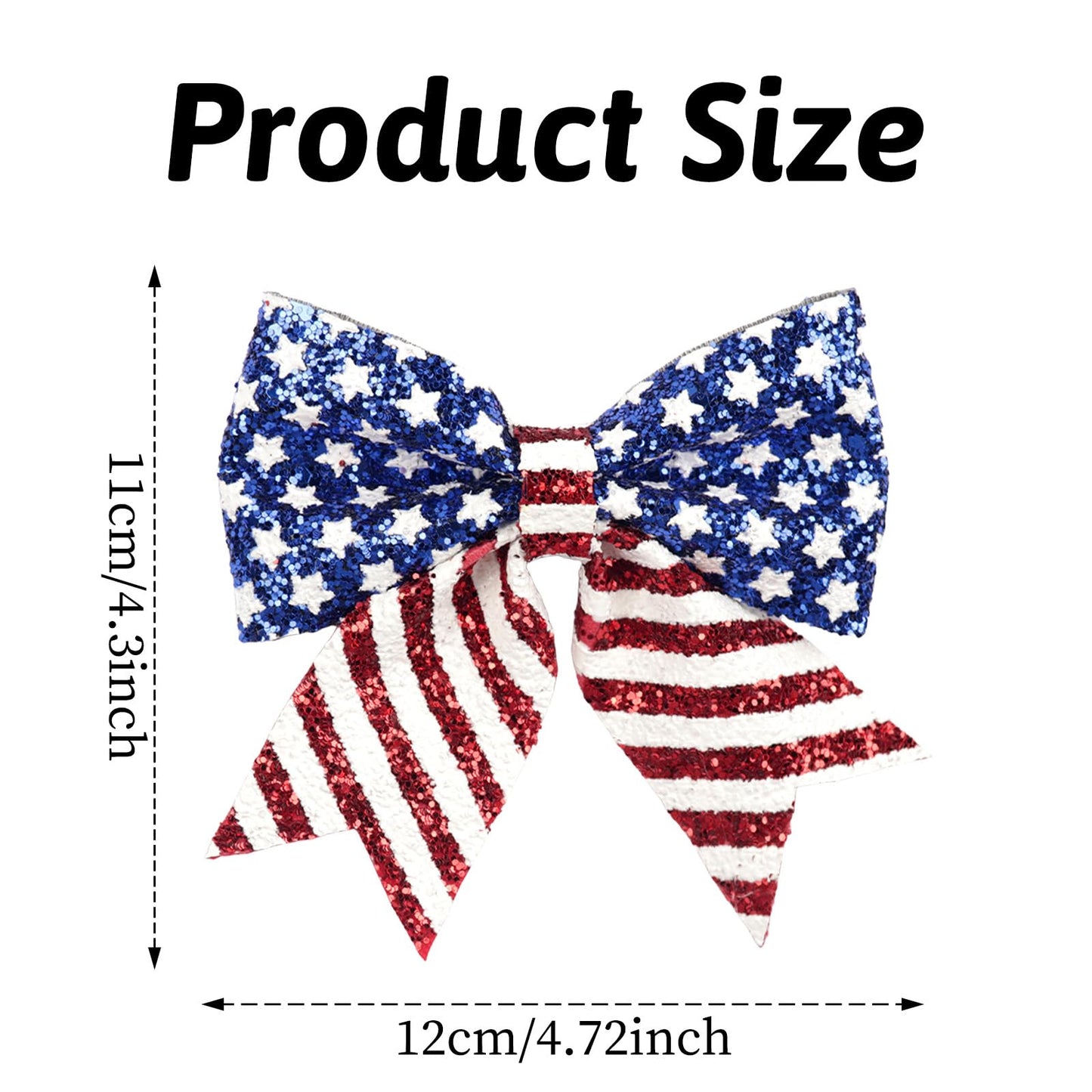 Totelux 4th of July Bows Hair Clips Glitter Cheer Bow Hairpin Ponytail Holder American Flag Star Hair Barrettes for Women Girls Independence Day Patriotic Hair Accessories