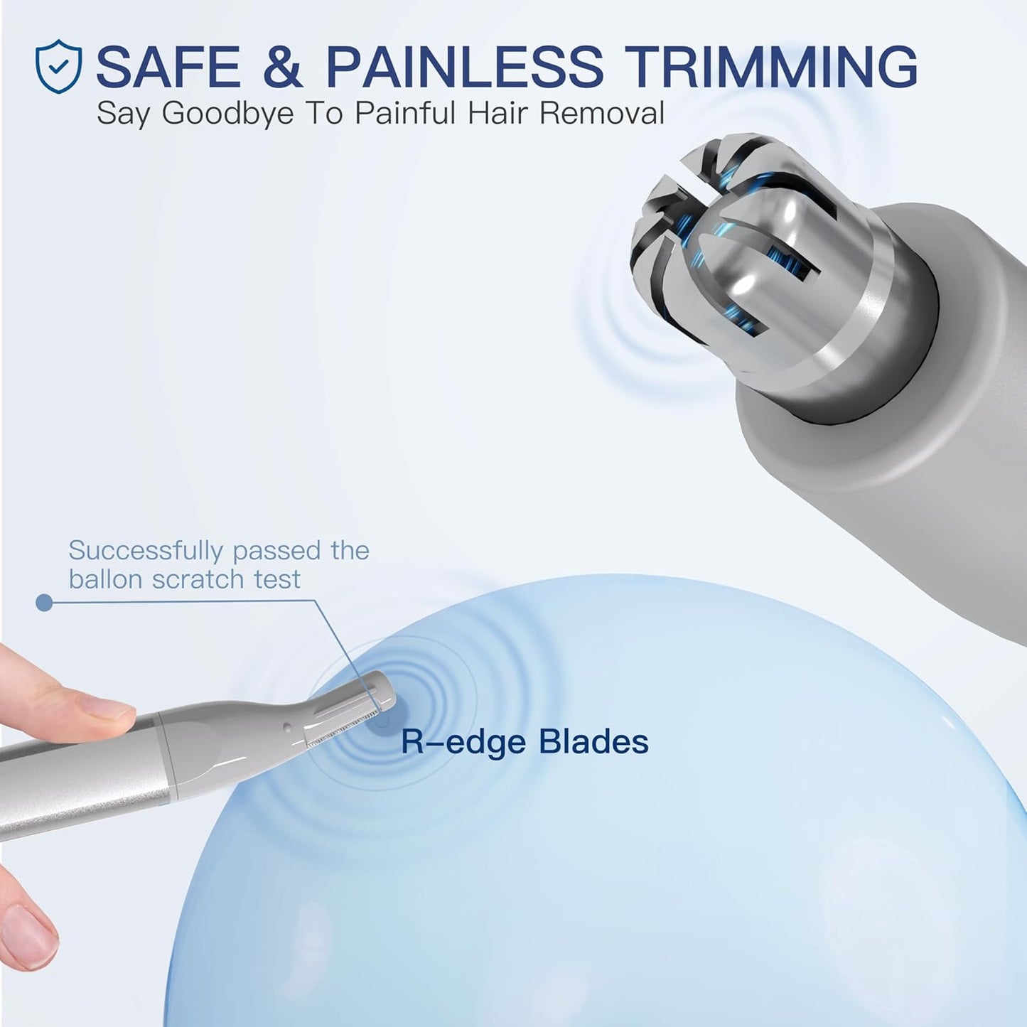 Nose Hair Trimmer for Men & Women - 2-in-1 Facial Hair Removal, Rechargeable & Waterproof | Portable Metal Design (Silver)