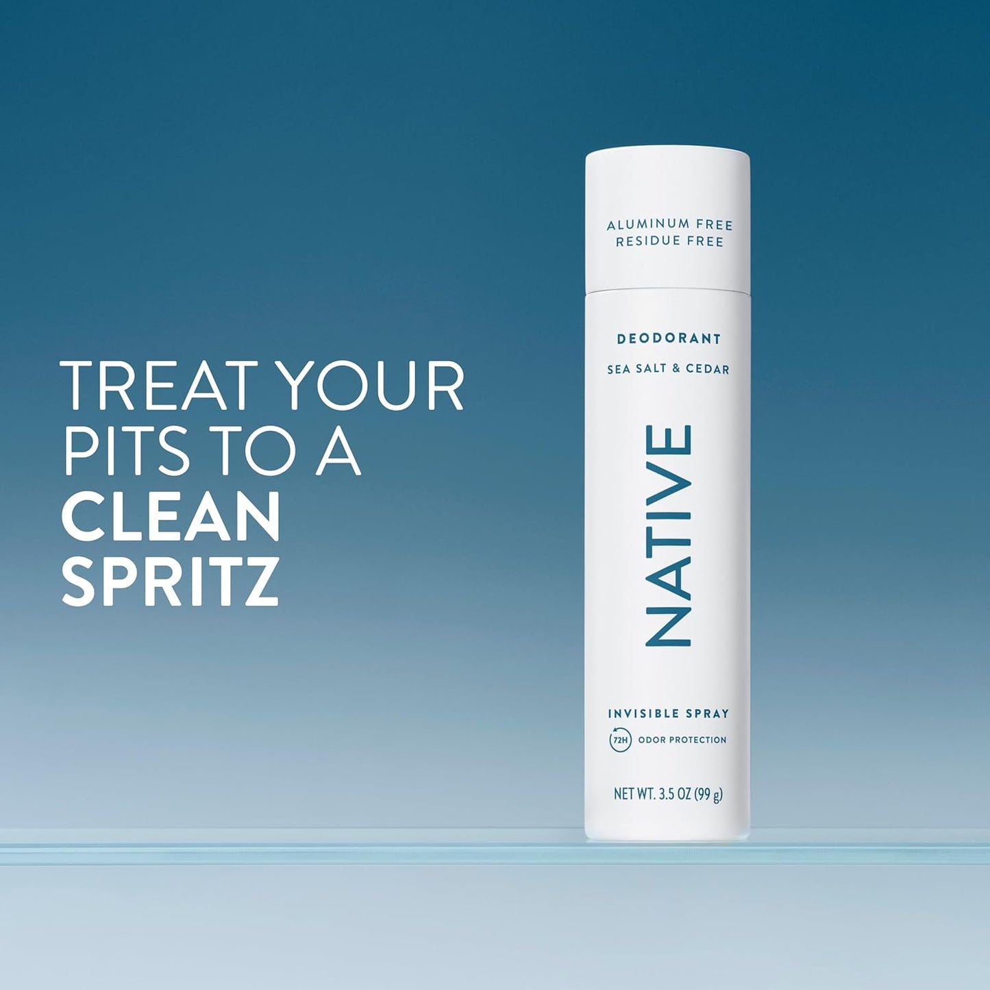 Native Deodorant & Body Spray - Sea Salt & Cedar | 72-Hour Odor Protection, Aluminum-Free, Quick Drying, 3.5 oz