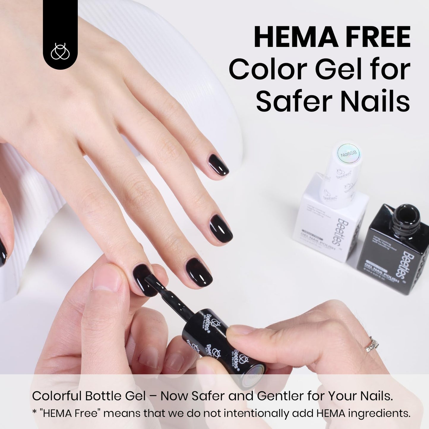 Beetles Balck & White Gel Polish - Monochrome Aesthetics, Hema-Free Black White Color Gel Polish 4th of July Nails, 2 Pcs 15ml Full Size Polish Soak Off Led French Nail Art Manicure Salon DIY at Home