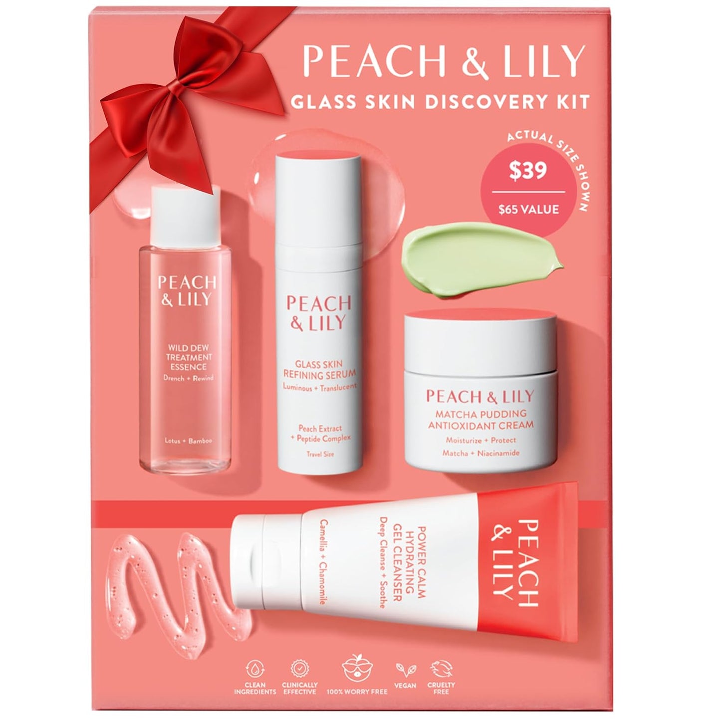 Peach & Lily Glass Skin Discovery Kit | 4-Piece Korean Skin Care Set for Acne - Vegan & Cruelty-Free