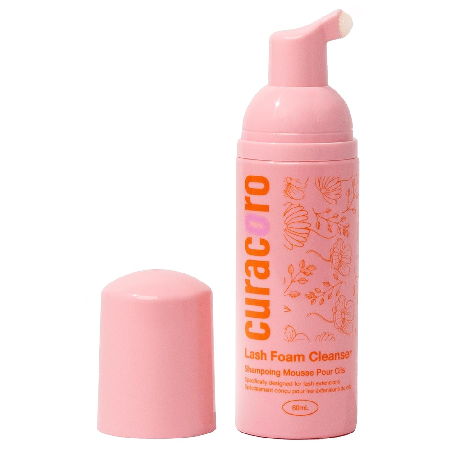 Curacoro Eyelash Extension Cleanser - Unscented Foam Shampoo for Sensitive Skin | 60ML, Removes Waterproof Makeup
