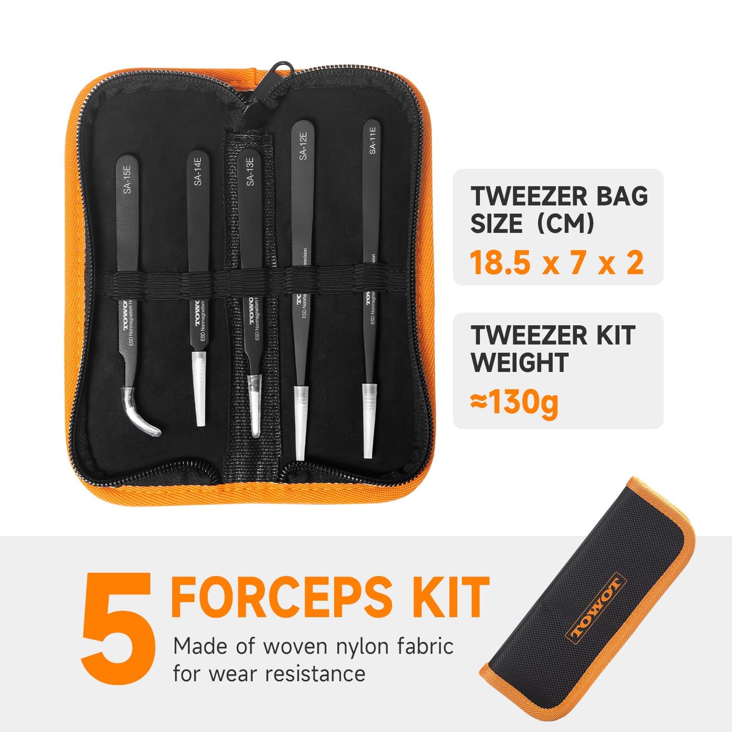 TOWOT Precision Tweezers, Pointed Tweezers for Electronics, Anti-static Stainless Steel Long Tweezers for Crafts, Soldering, Welding, and Jewelry Making Industrial Tweezers
