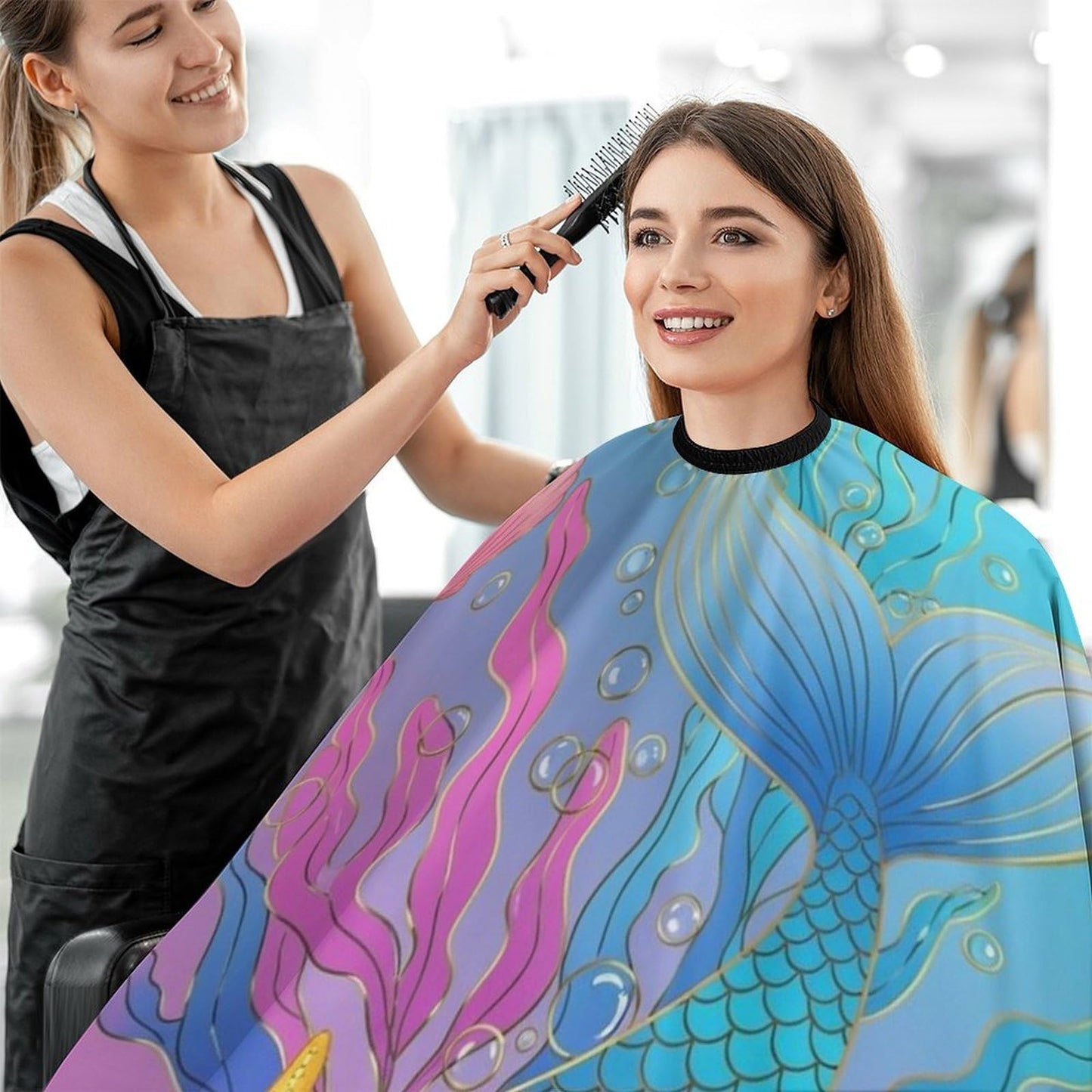 Professional Hairdressing Cape Large Unisex Barber Cape with Adjustable Closure Mermaid Tail Scale