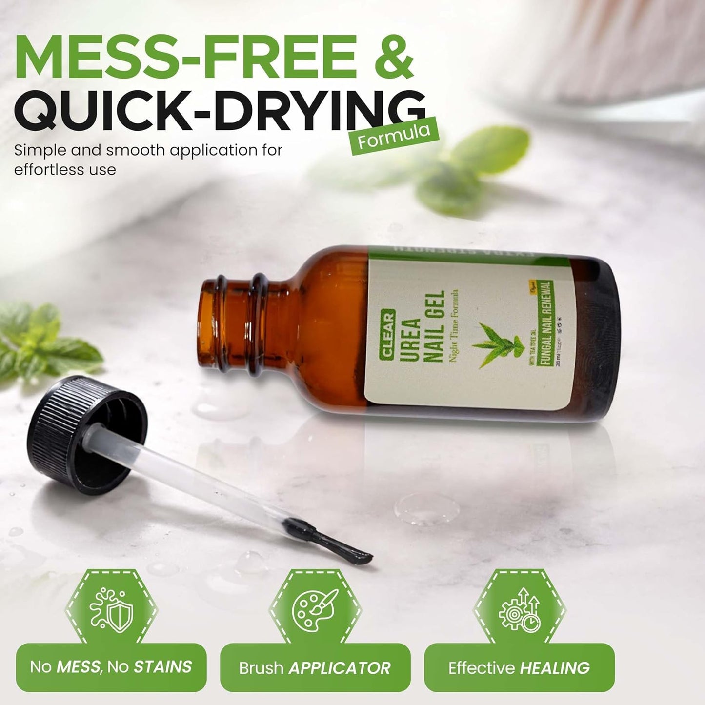 Urea Nail Gel with Tea Tree Oil | Softens & Repairs Nails - Night Time Formula for Fast Results