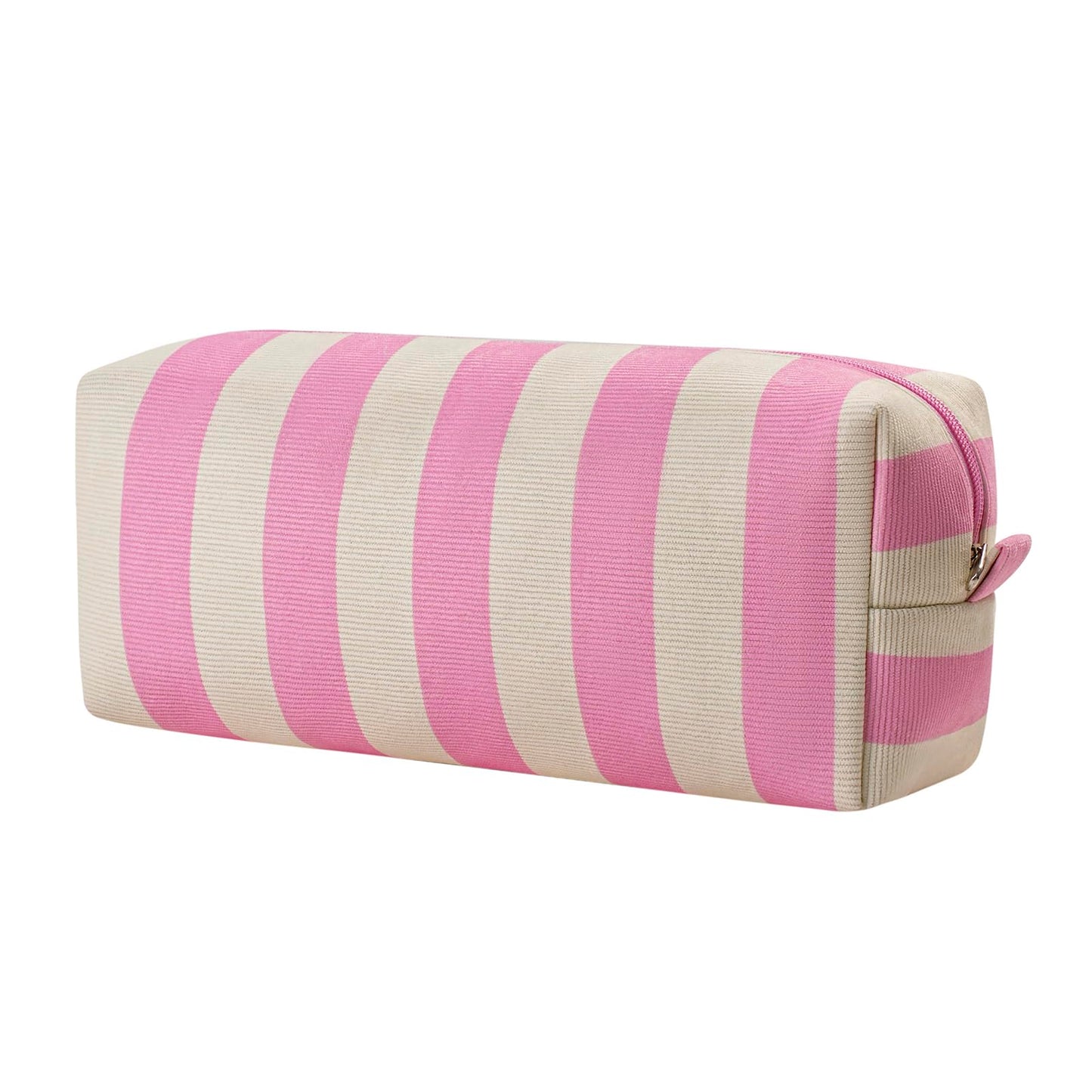 RSRSLEII Striped Hair Tools Travel Bag，Corduroy Hair Dryer Bag, Flat Iron Curling Iron Bag, Aesthetic Foldable Travel Organizer (04Pink&Beige)