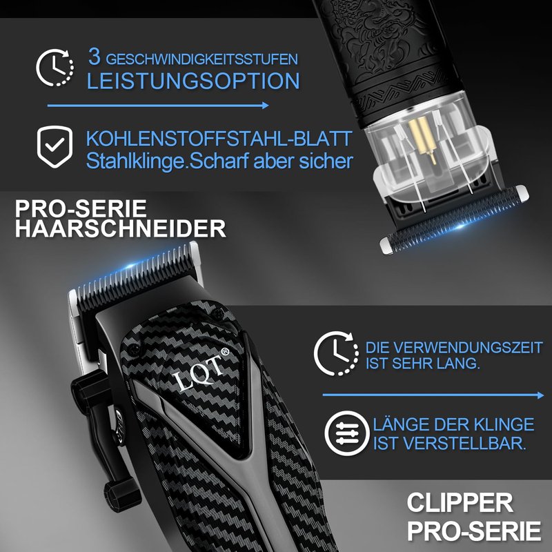 LQT Hair Clippers for Men Professional, Hair Trimmer & Beard Electric Razor Kit, Barber Clipper Set for Men’s Grooming Cordless with LCD Display, Hair Cutting Clippers and Trimmers Set