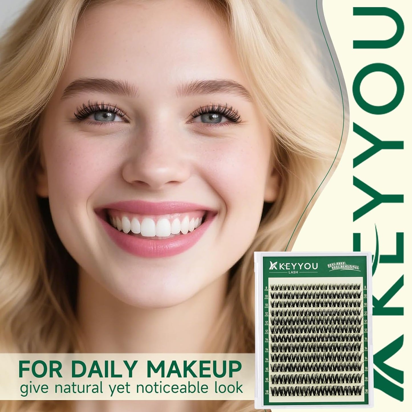 Flora Lash Clusters - D Curl Eyelash Extensions | 132pcs Classic Wispy Natural False Lashes (8-18mm Mix)