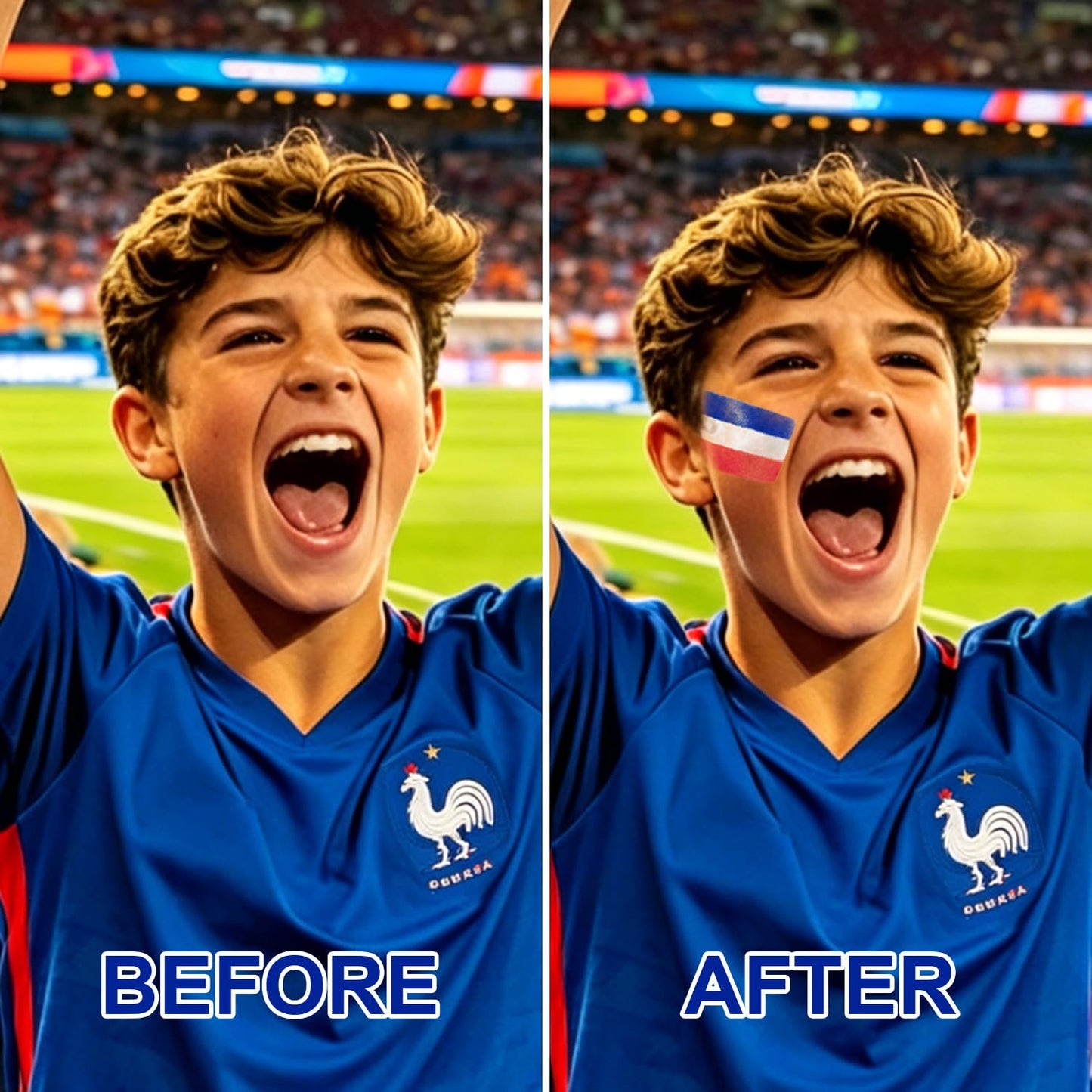 France Face Paint Stick - Sweatproof High Pigment for World Cup Fans | Red, White & Blue Colors