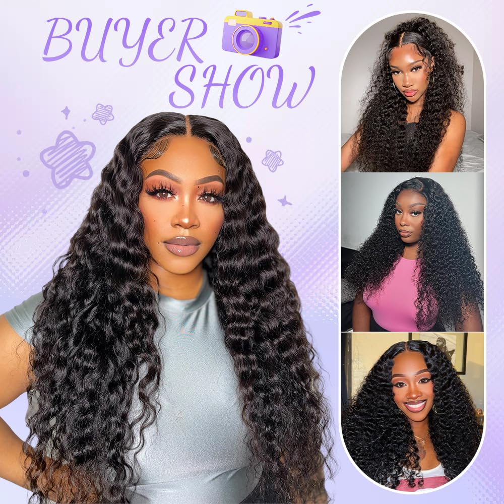 Human Hair Bundles Deep Wave Curly Bundle Human Hair Brazilian Virgin Hair 26 26 26 Inch 3 Bundles for Women 10A Grade Unprocessed Deep Curly Hair Bundle Weave Extensions Natural Black